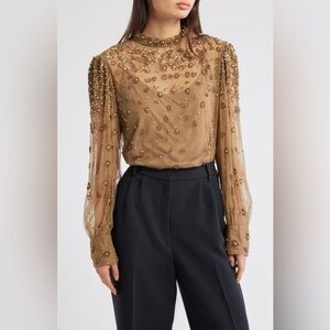 Farm Rio Embroidered Tulle Lined Blouse
